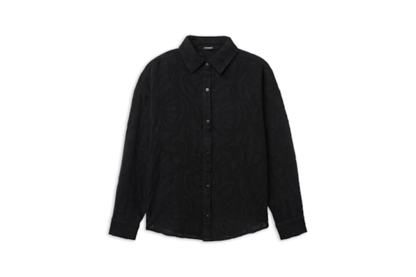 Camisa Curta Jacquard - Preto
