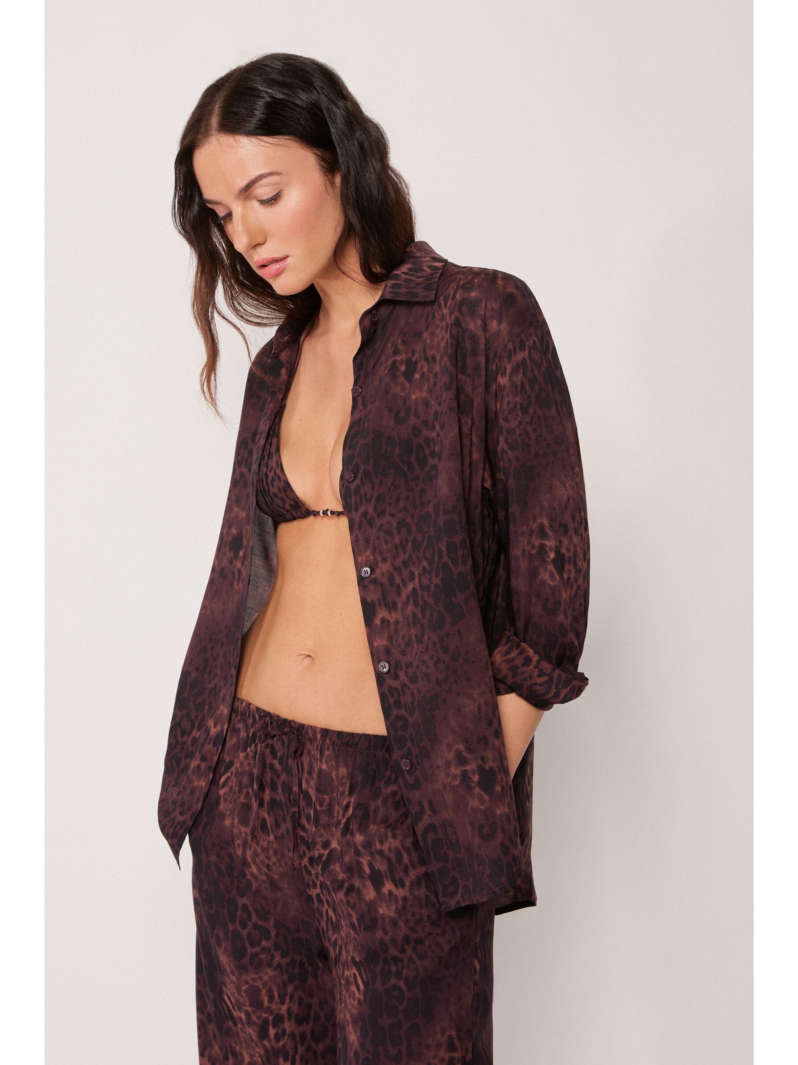 Camisa Dark Animalier Marrom Calzedonia