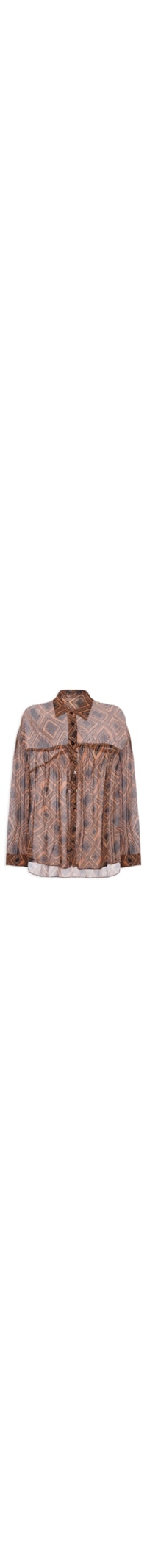 Camisa De Georgette Leve Colissê Estampada - Marrom