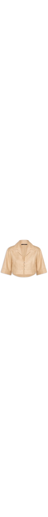 Camisa De Linho Cropped Natural - Bege
