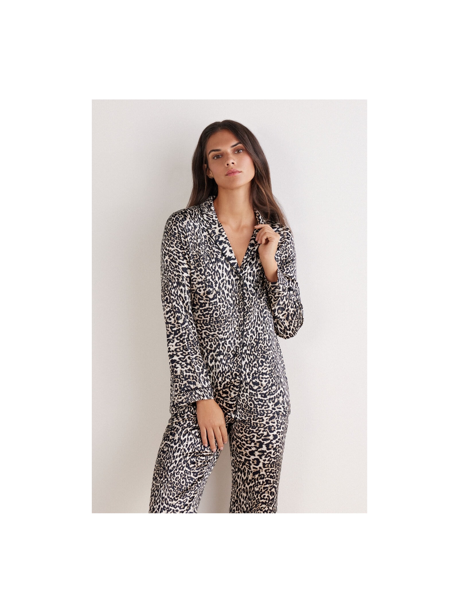 Camisa De Manga Comprida a Moment Of Glamour Em Seda Marrom Intimissimi