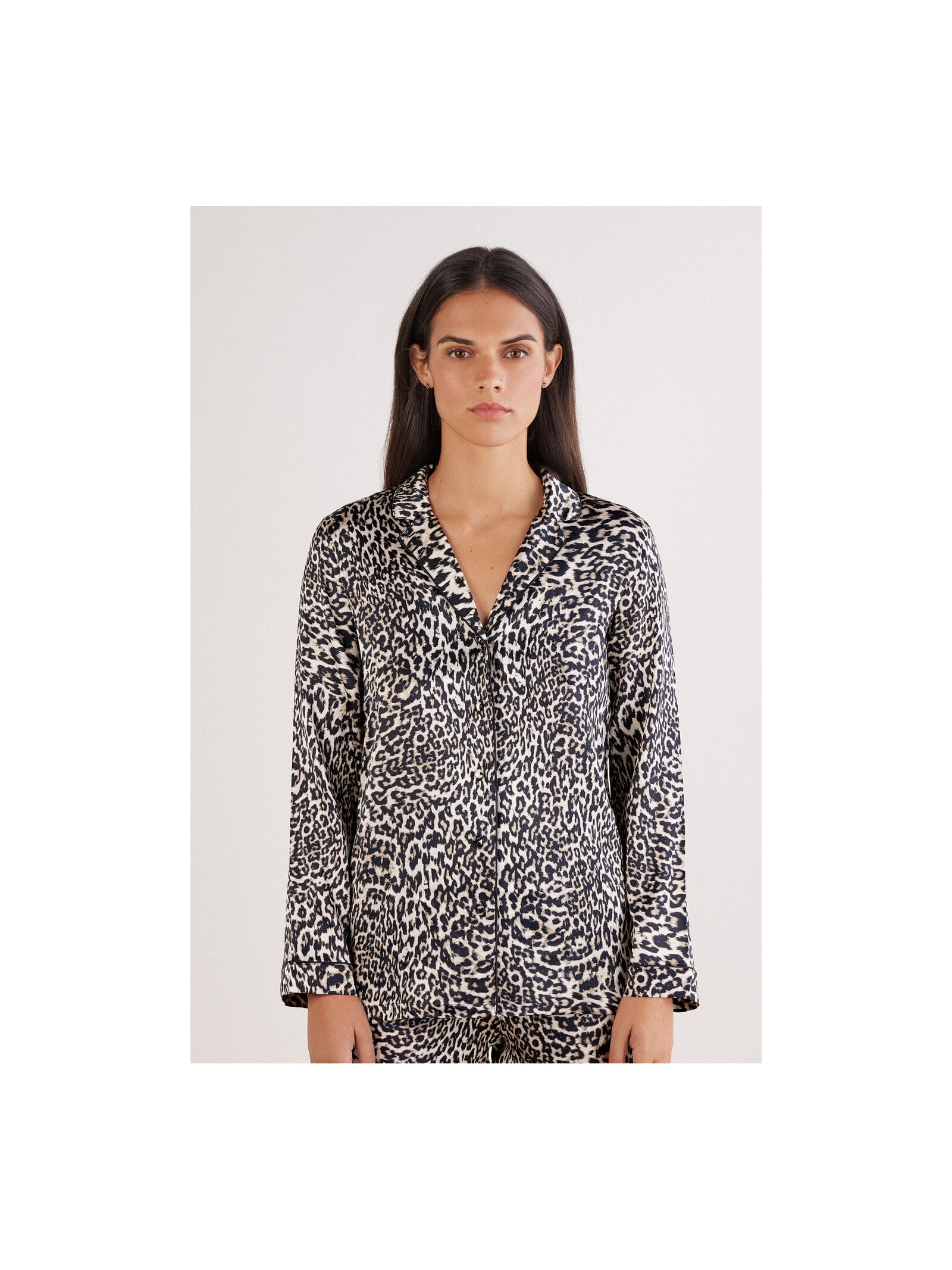 Camisa De Manga Comprida a Moment Of Glamour Em Seda Marrom Intimissimi