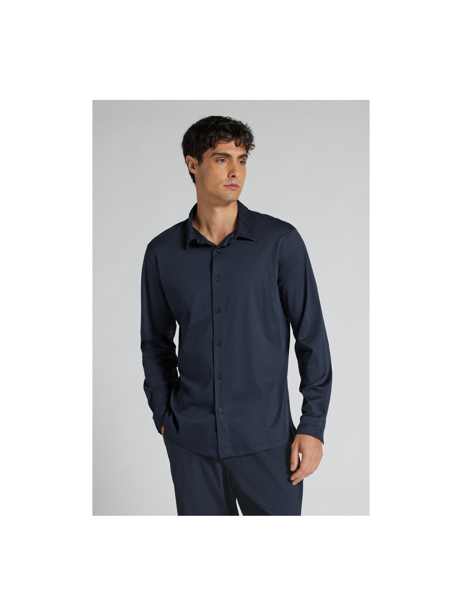 Camisa De Manga Comprida Em Algodão Premium Superlight Azul Intimissimi