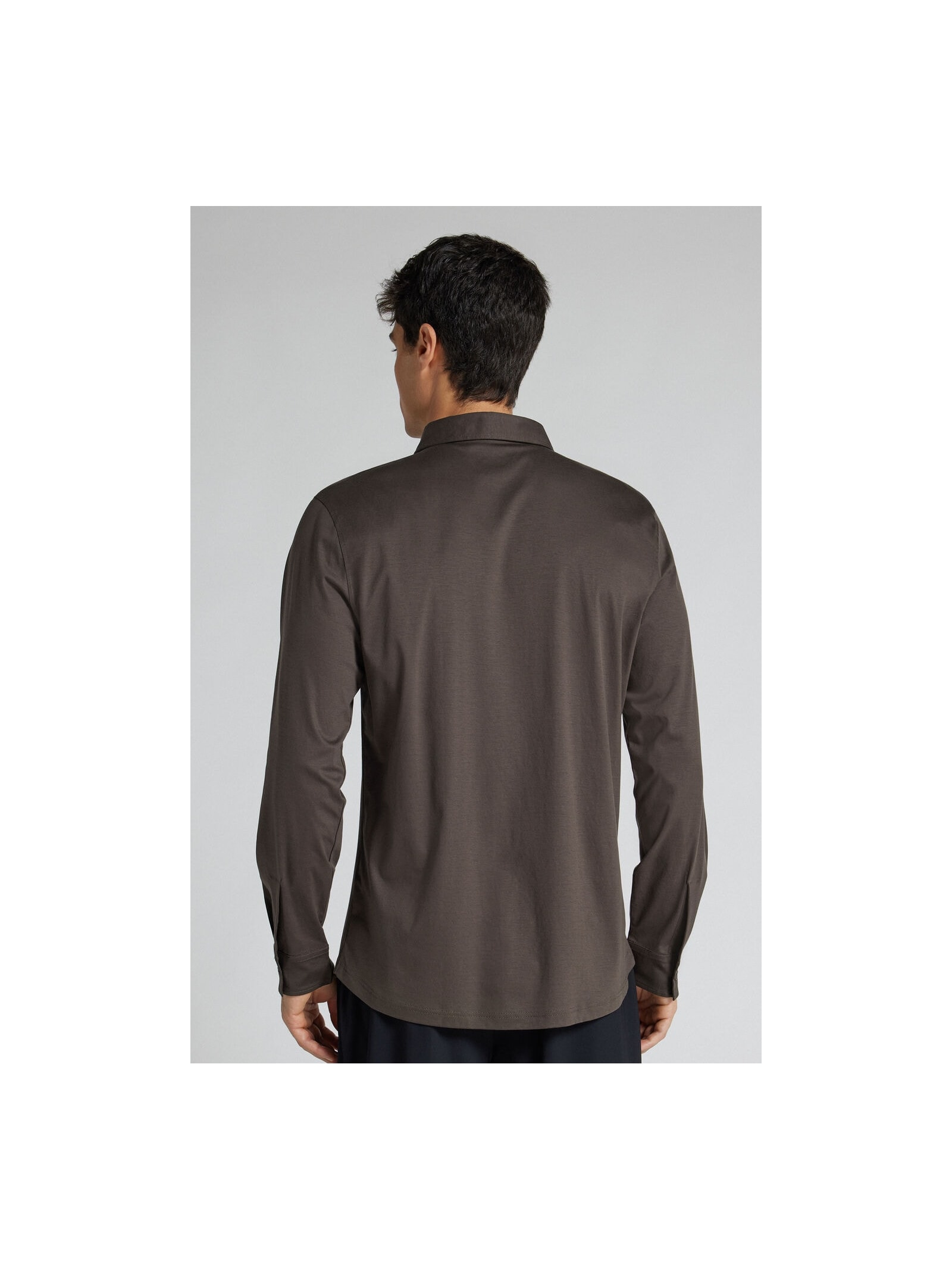 Camisa De Manga Comprida Em Algodão Premium Superlight Marrom Intimissimi