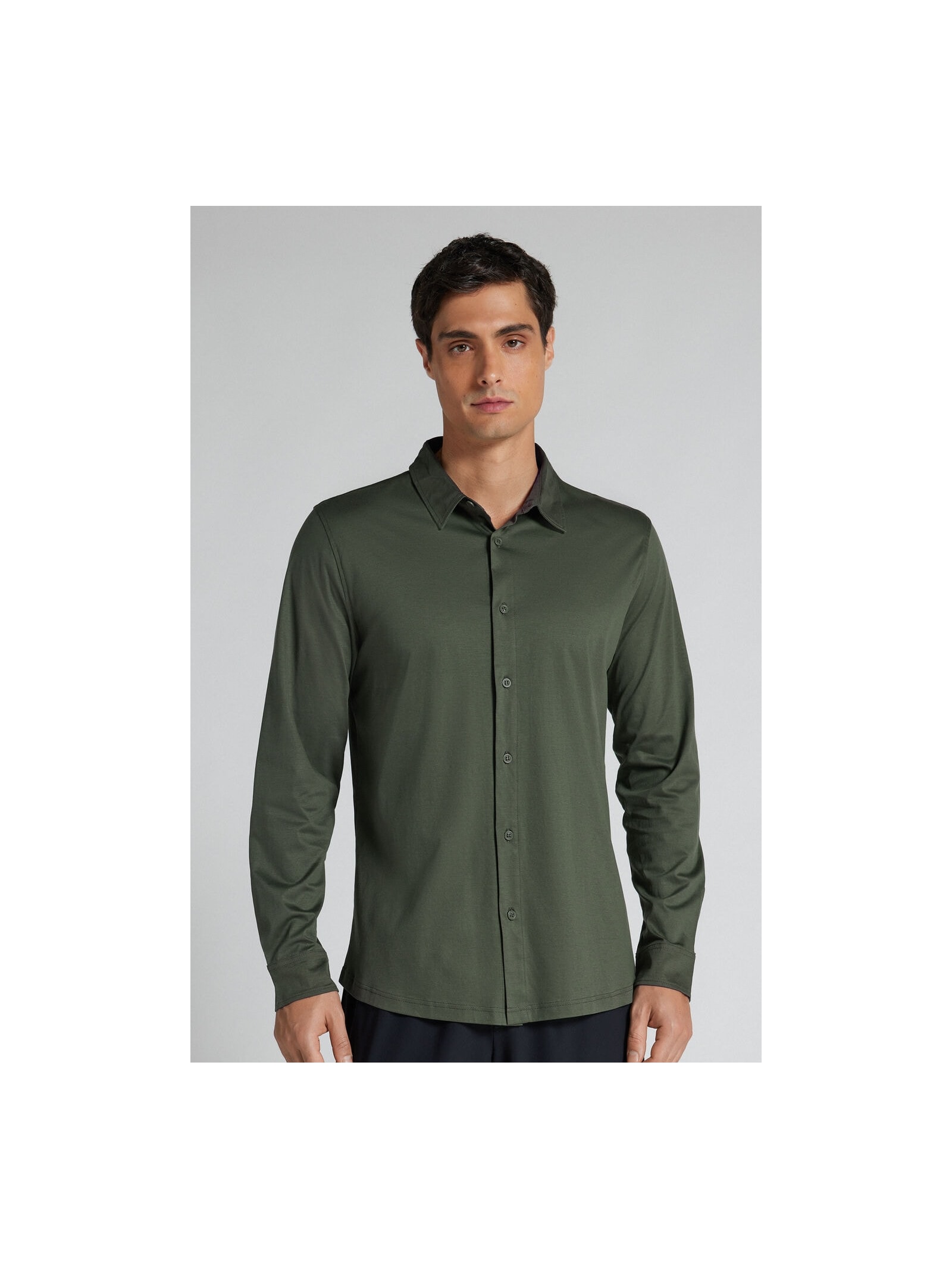 Camisa De Manga Comprida Em Algodão Premium Superlight Verde Intimissimi