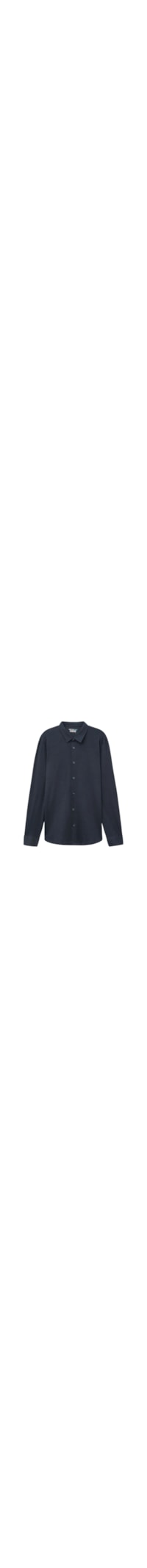 Camisa De Manga Comprida Em Lã Merino - Azul