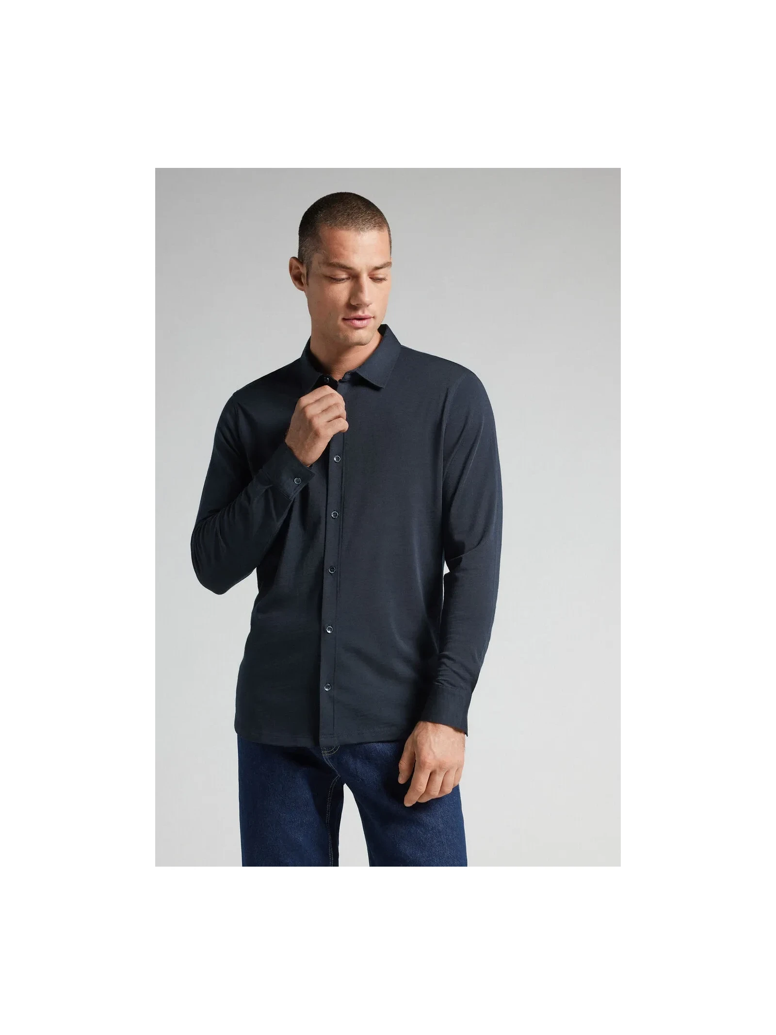 Camisa De Manga Comprida Em Lã Merino Azul Intimissimi