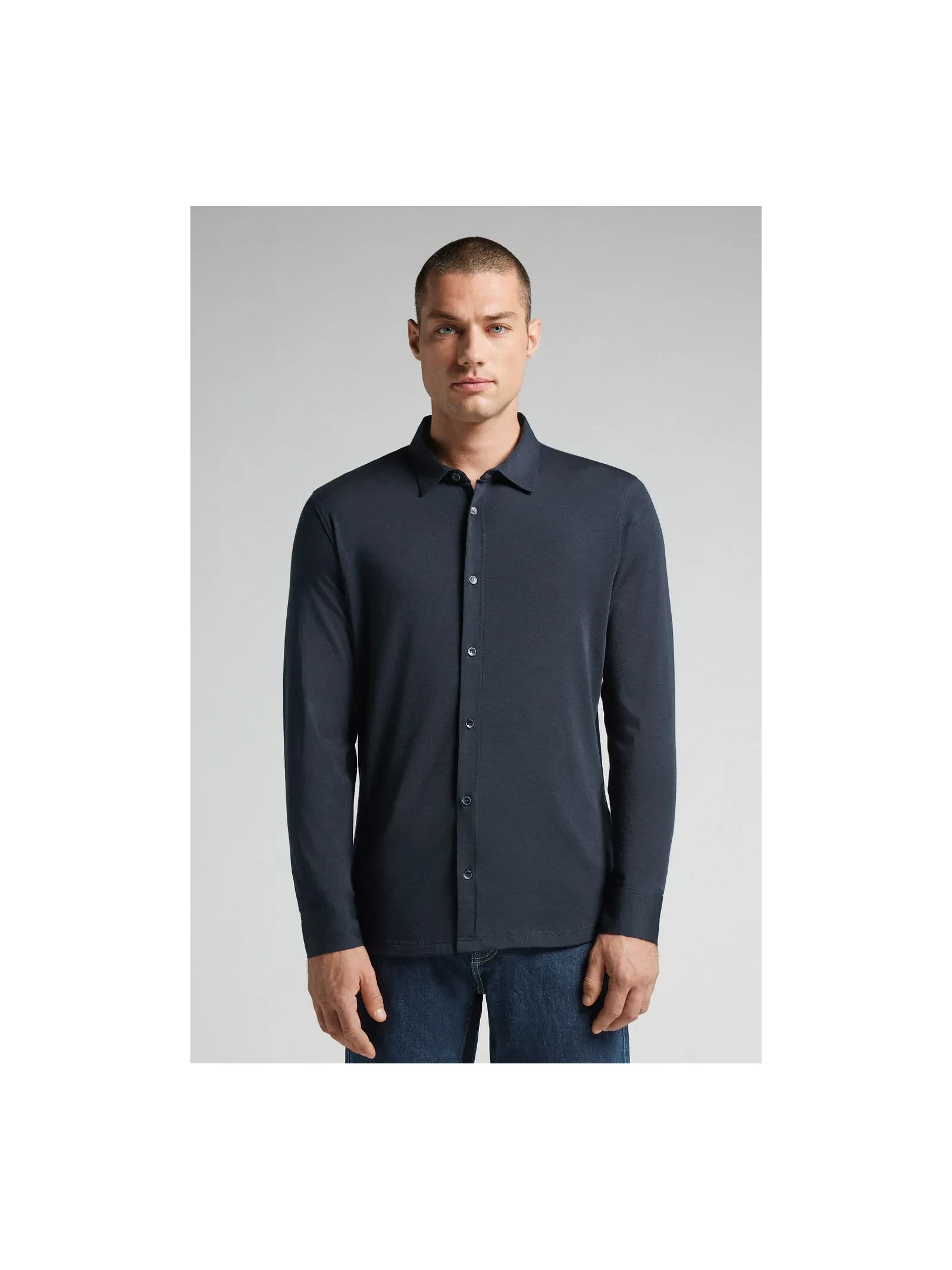 Camisa De Manga Comprida Em Lã Merino Azul Intimissimi