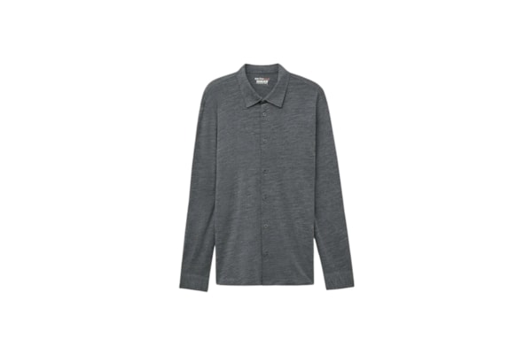 Camisa De Manga Comprida Em Lã Merino - Cinza