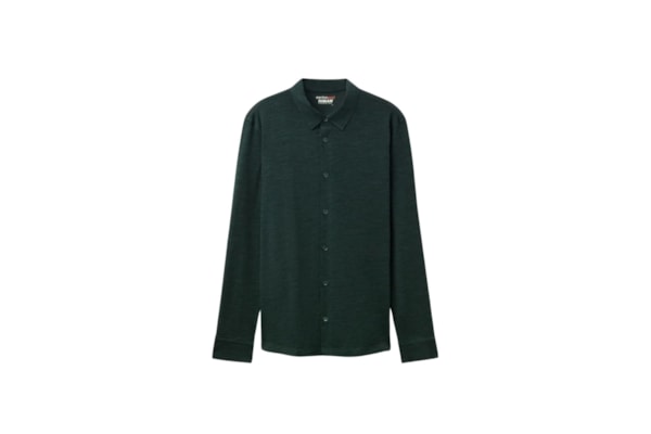 Camisa De Manga Comprida Em Lã Merino - Verde