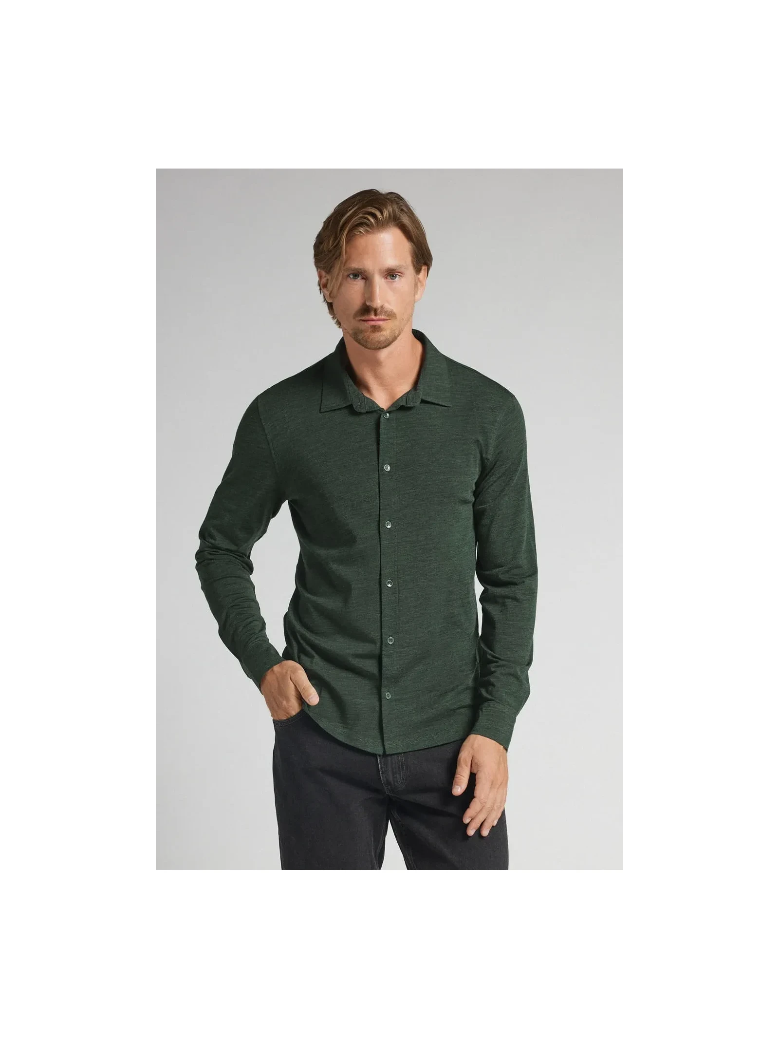 Camisa De Manga Comprida Em Lã Merino Verde Intimissimi