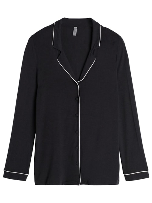 Camisa De Manga Comprida Em Micromodal – Preto