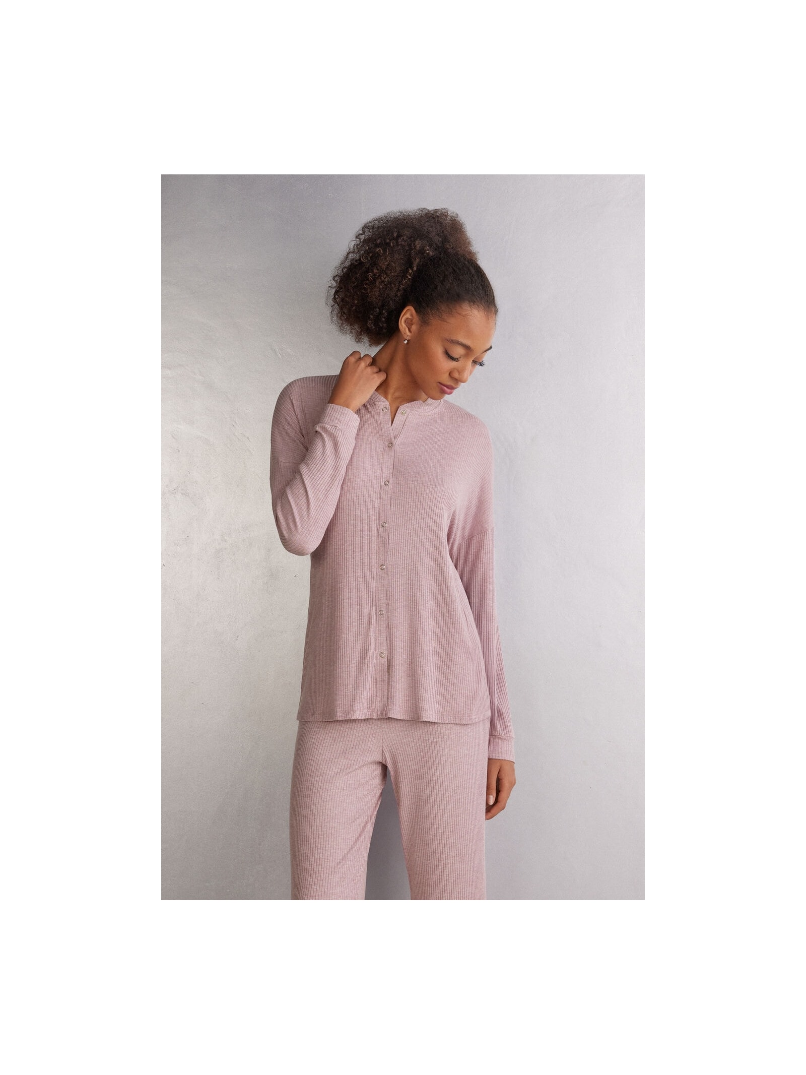 Camisa De Manga Comprida Em Modal Chic Comfort Rosa Intimissimi