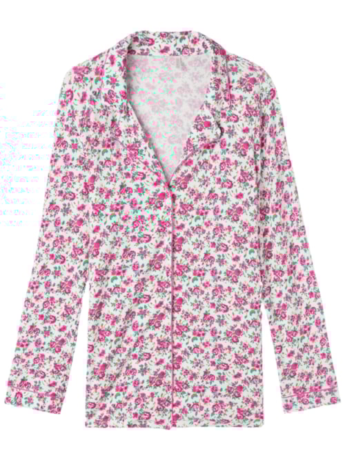 Camisa De Manga Comprida Em Modal Life Is a Flower – Rosa