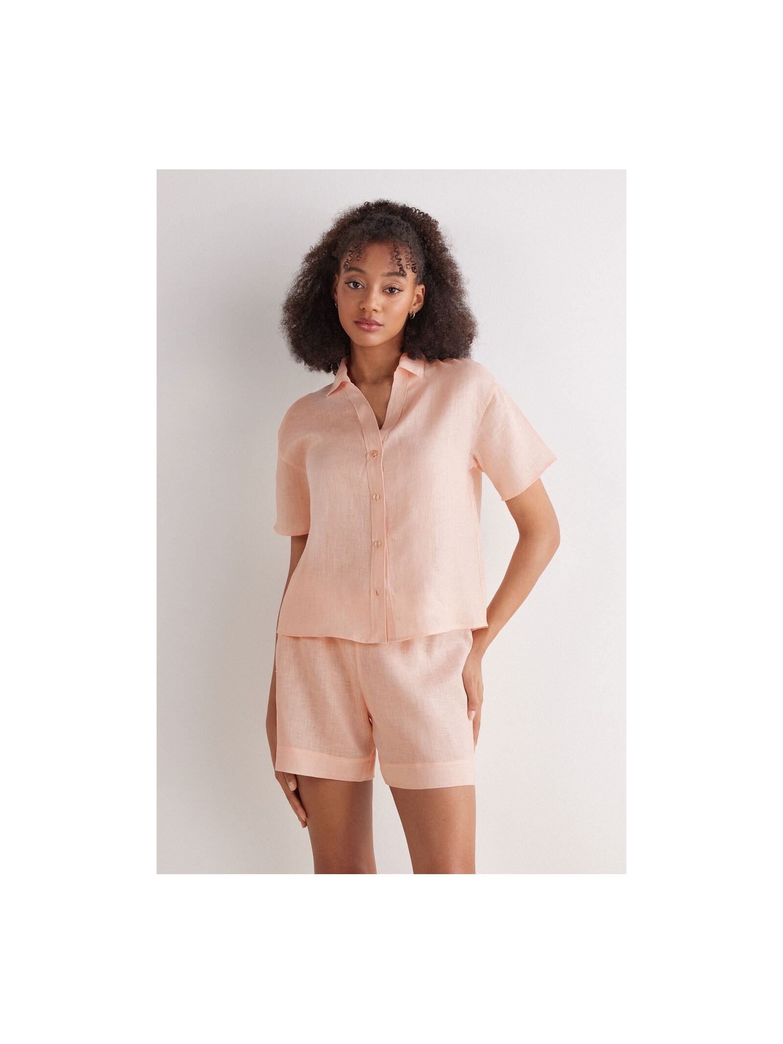 Camisa De Manga Curta Em Linho The Pure Linen Rosa Intimissimi