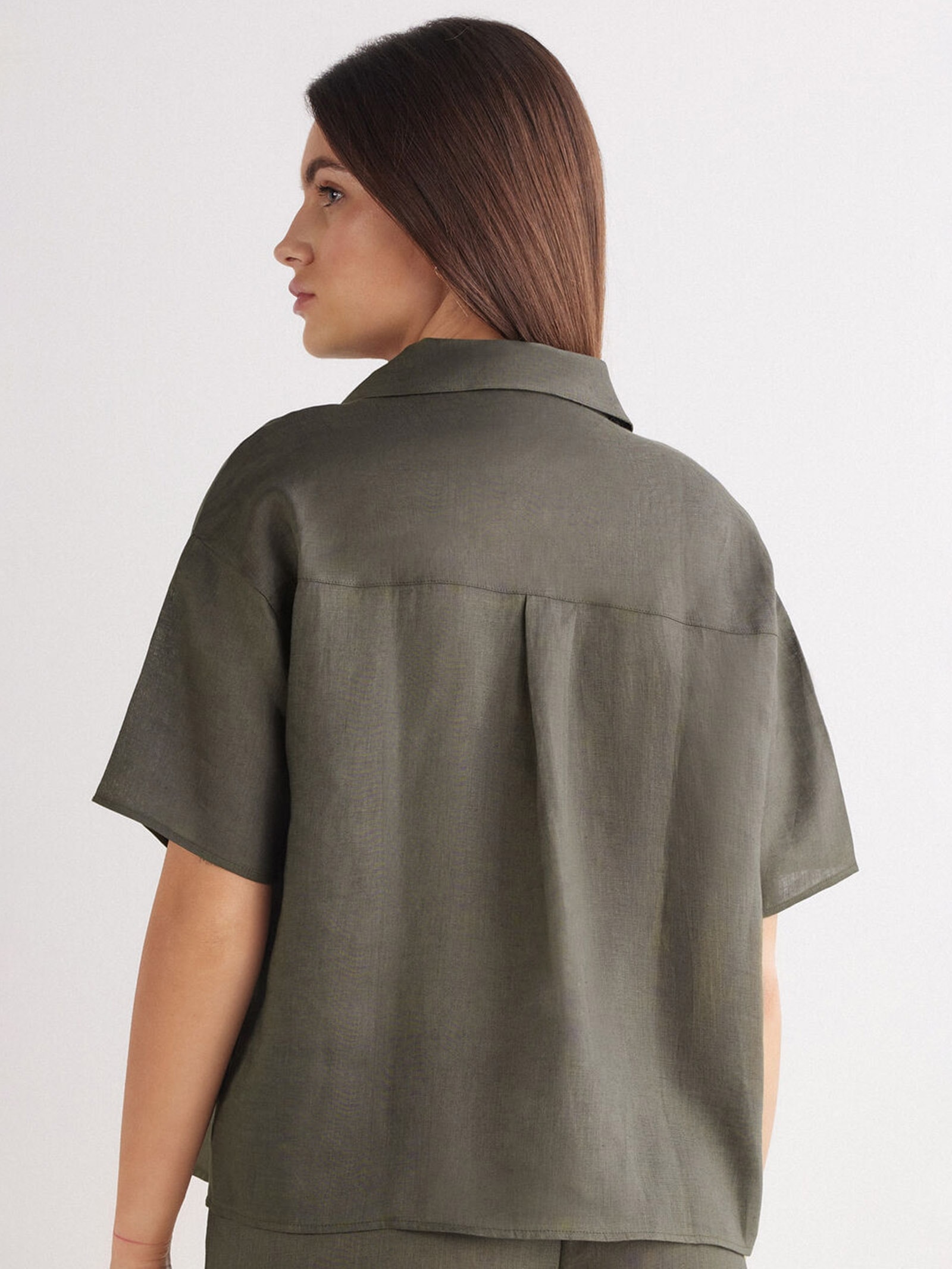 Camisa De Manga Curta Em Linho The Pure Linen Verde Intimissimi