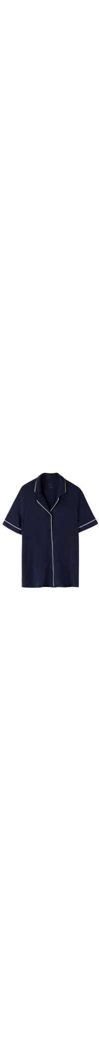 Camisa De Manga Curta Em Modal - Azul