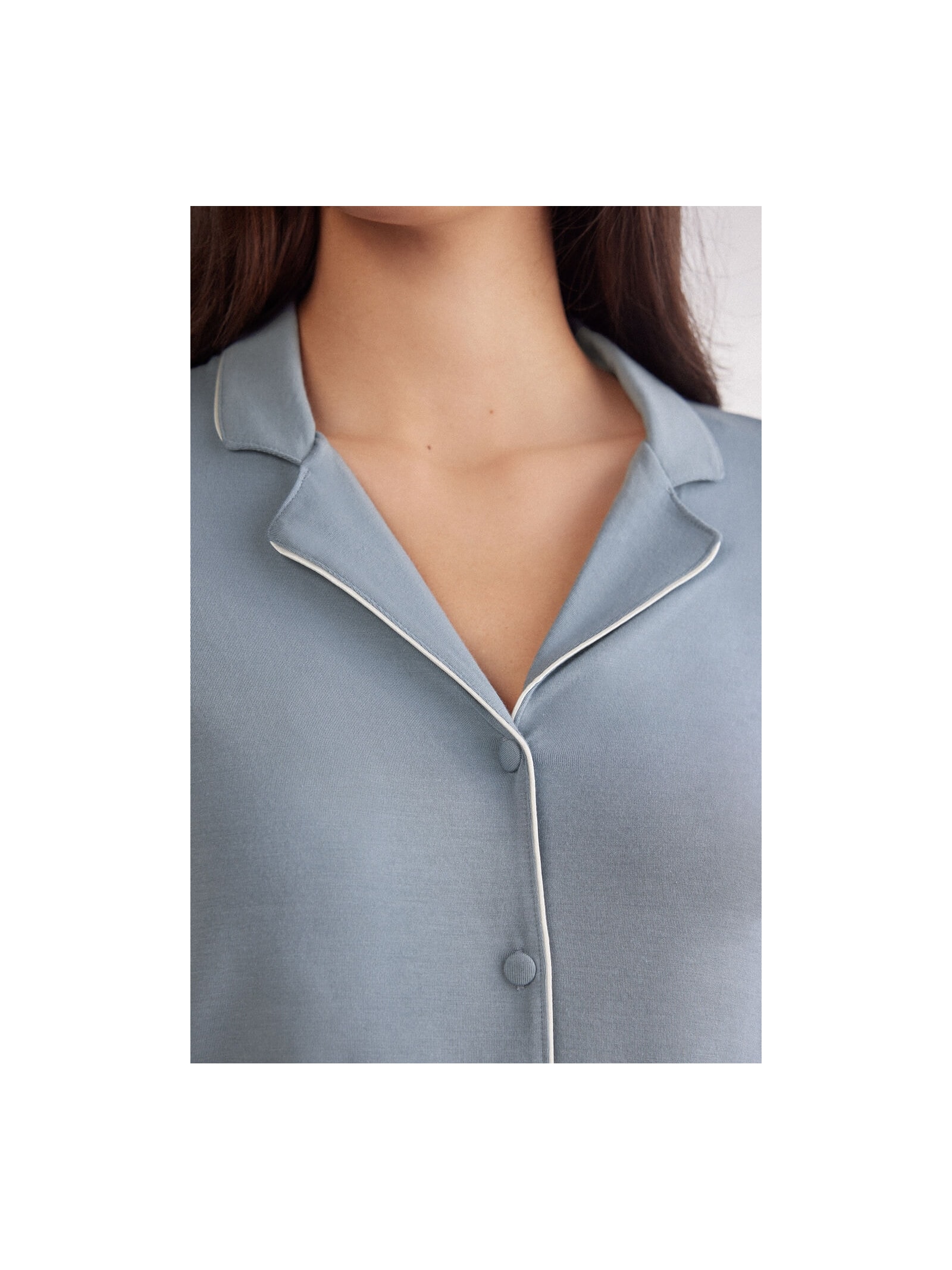 Camisa De Manga Curta Em Modal Azul Intimissimi