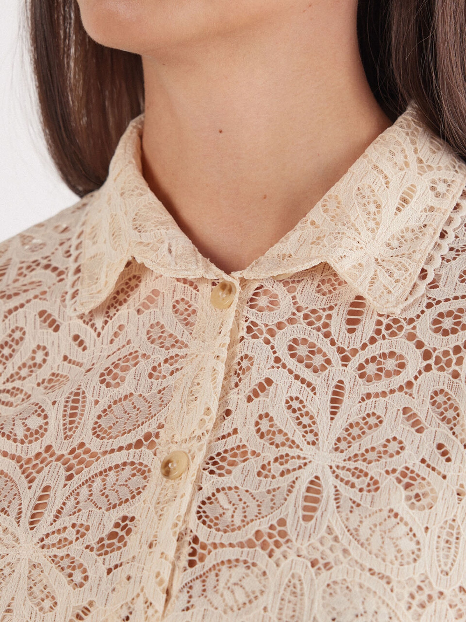 Camisa De Manga Curta Em Renda Italian Riviera Marfim Intimissimi
