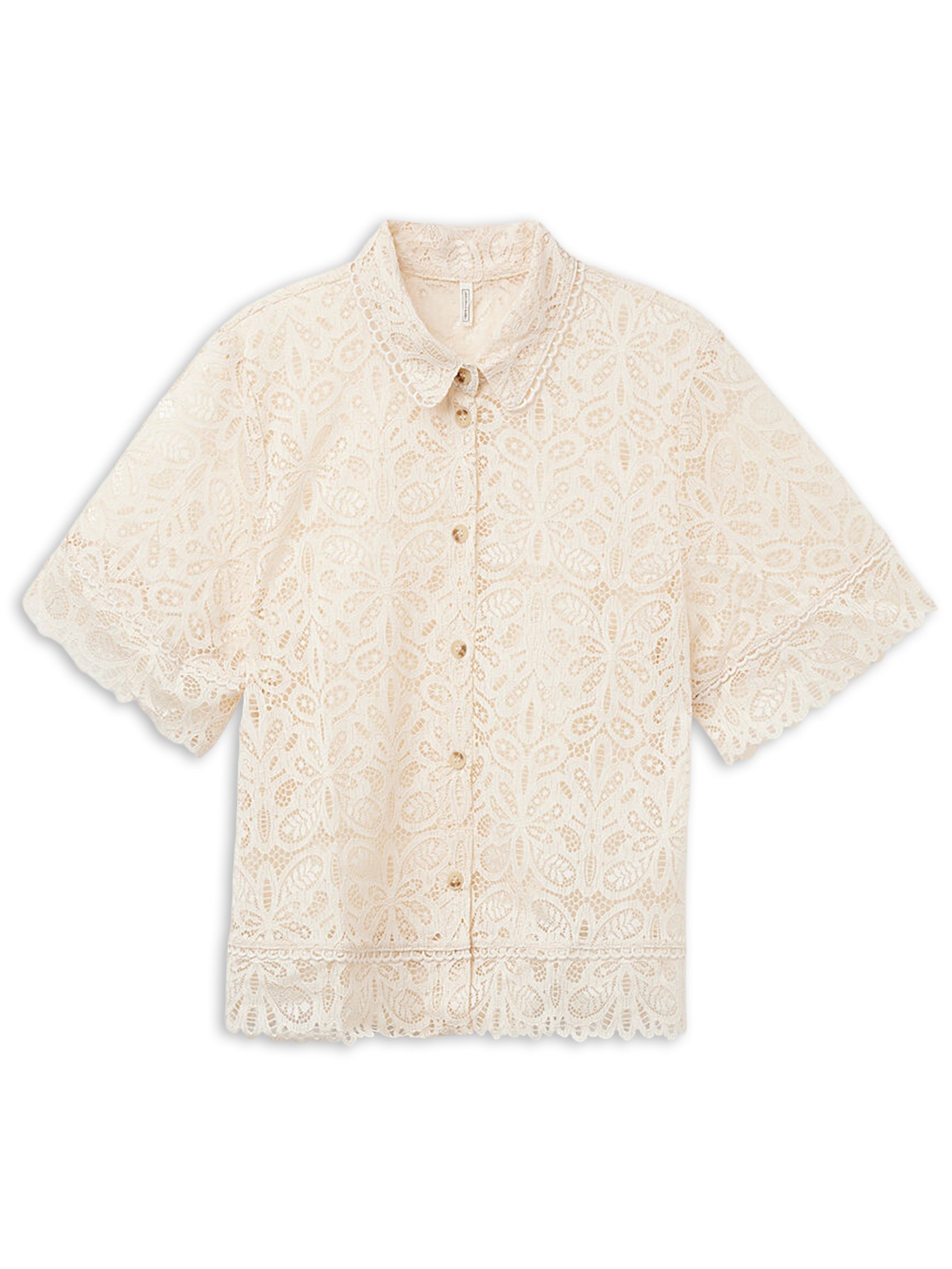 Camisa De Manga Curta Em Renda Italian Riviera Marfim Intimissimi