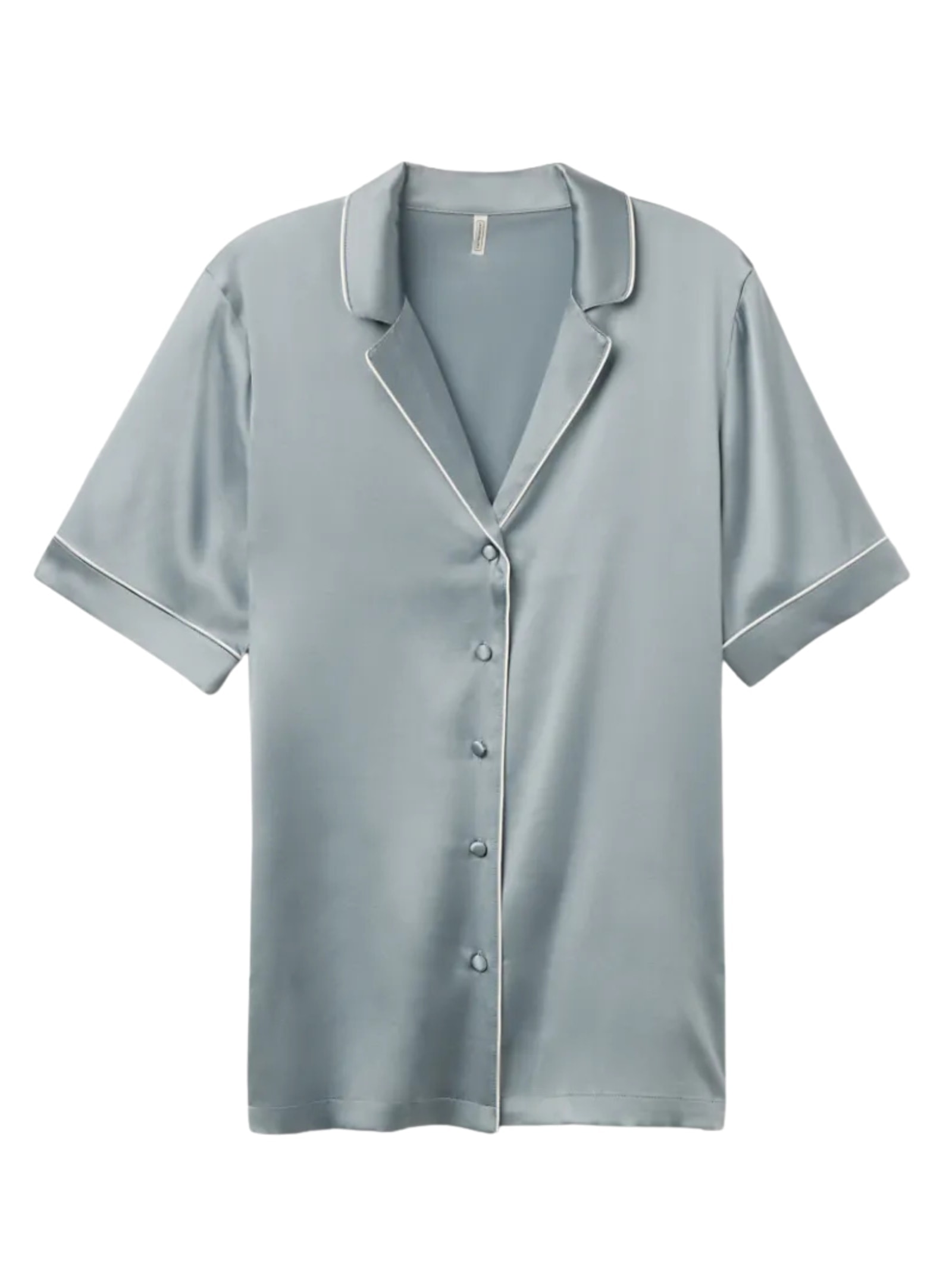 Camisa De Manga Curta Em Seda Azul Intimissimi