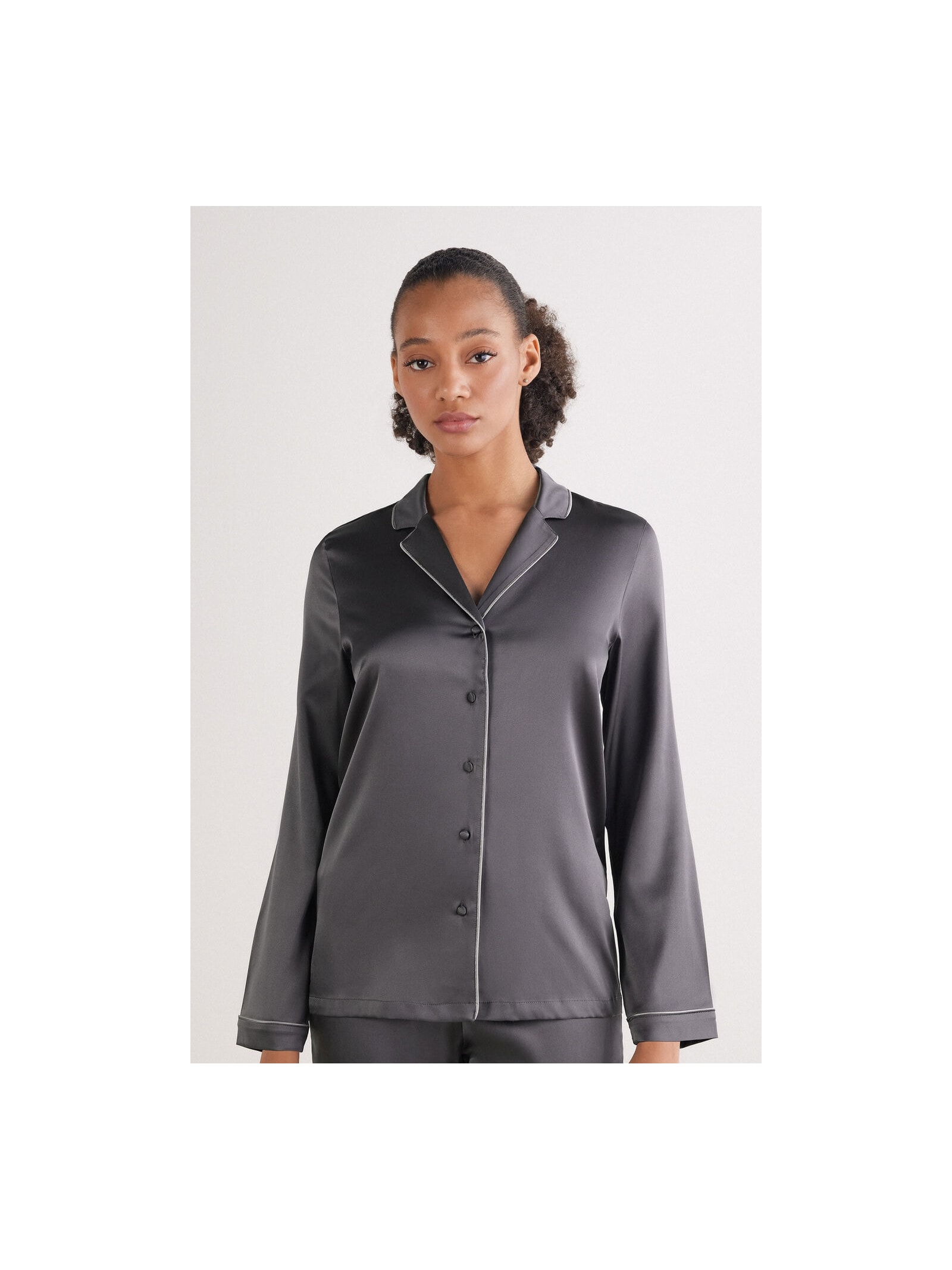 Camisa De Seda Cinza Intimissimi