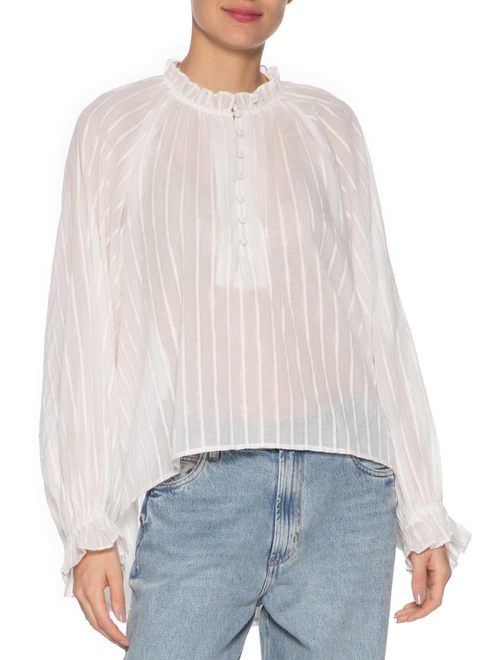 Camisa De Voil Com Luréx Branco Animale Jeans