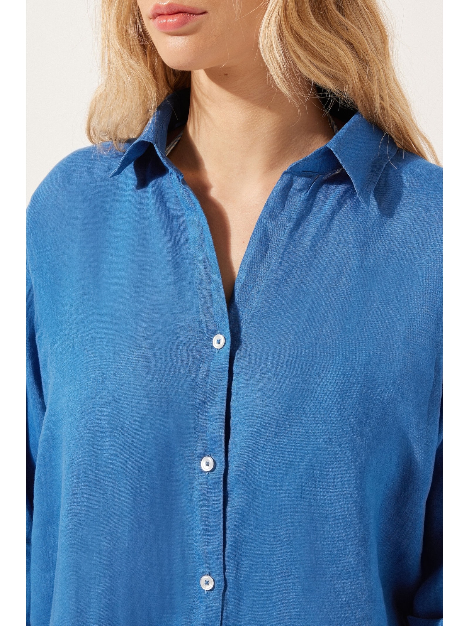 Camisa Em Linho Azul Calzedonia
