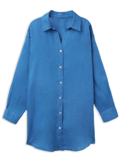 Camisa Em Linho – Azul