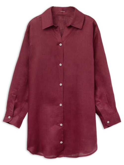 Camisa Em Linho – Bordô