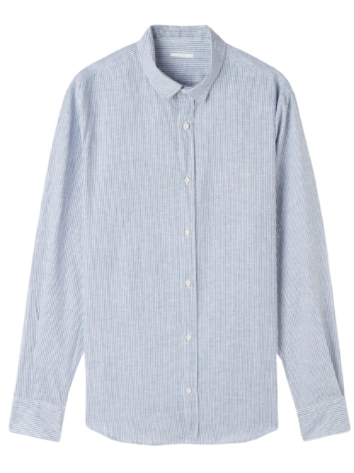 Camisa Em Linho e Algodão – Azul