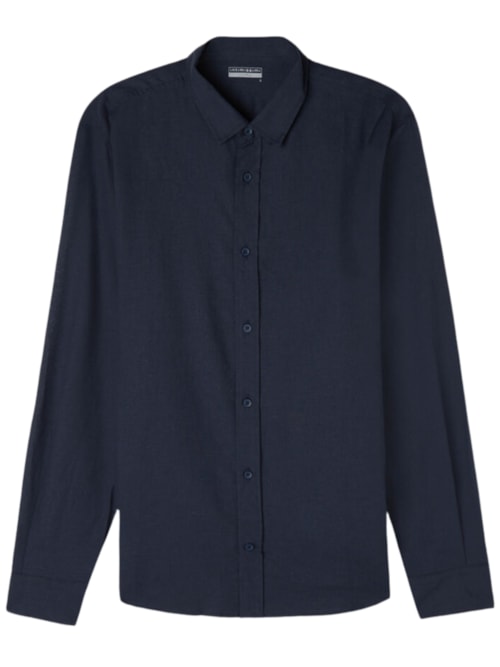 Camisa Em Linho e Algodão – Azul