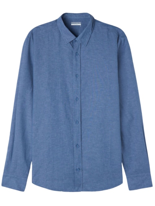 Camisa Em Linho e Algodão – Azul