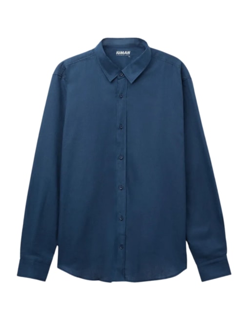 Camisa Em Linho e Algodão – Azul