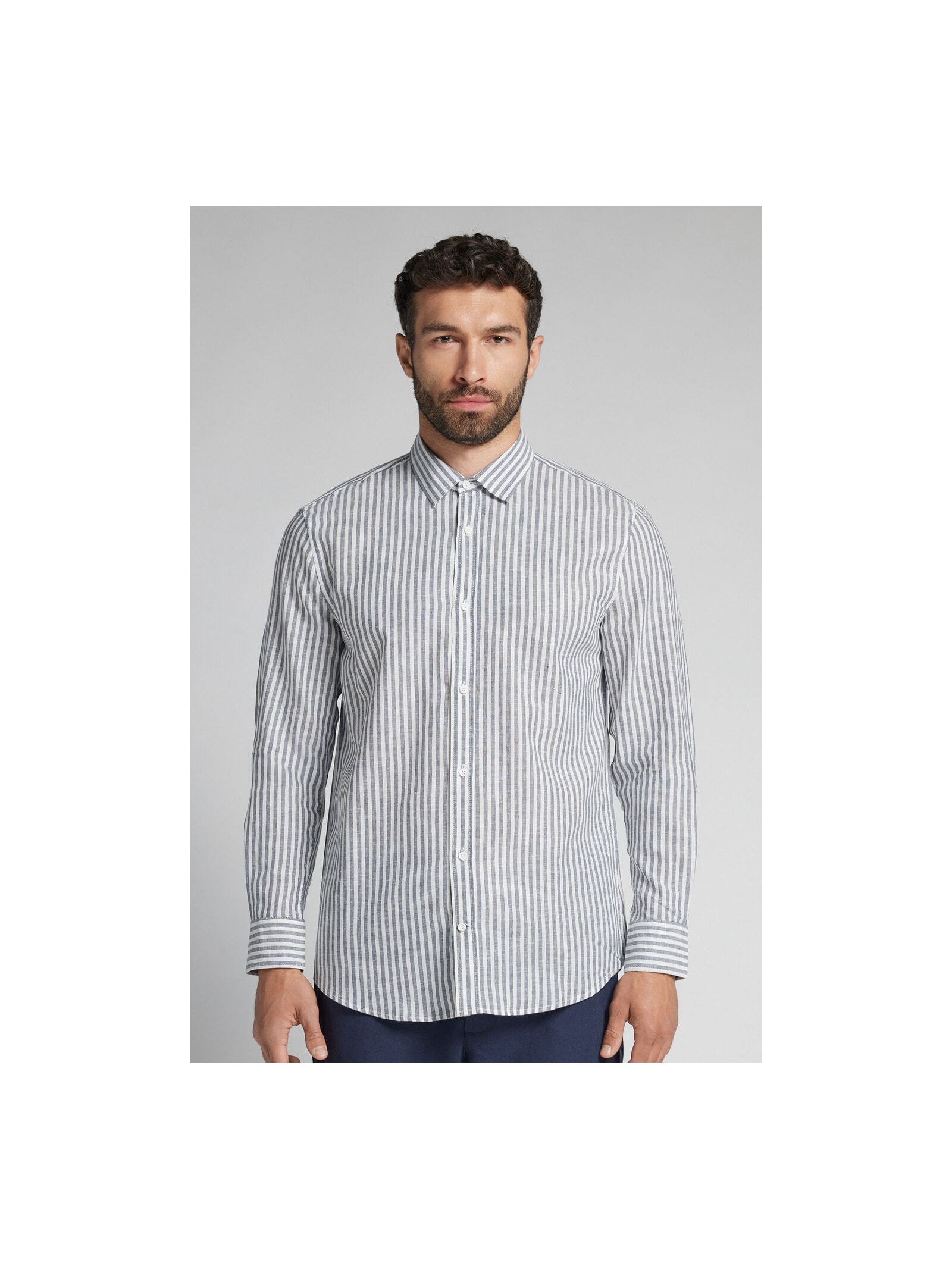 Camisa Em Linho e Algodão Azul Intimissimi