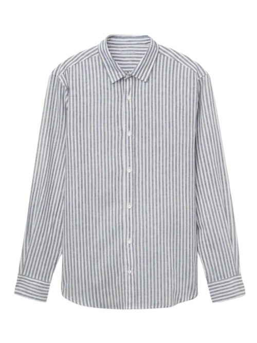 Camisa Em Linho e Algodão – Azul