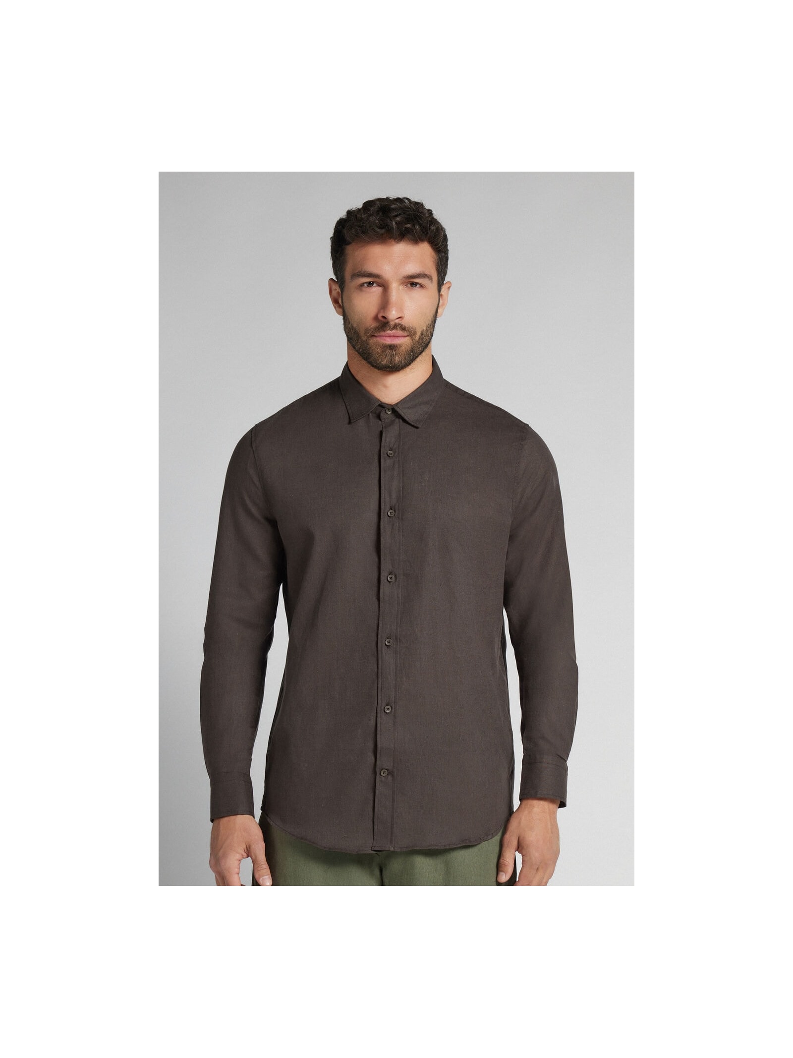 Camisa Em Linho e Algodão Marrom Intimissimi