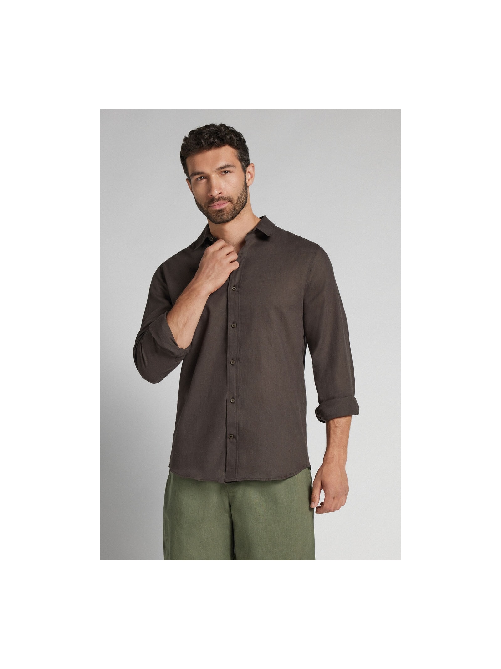 Camisa Em Linho e Algodão Marrom Intimissimi