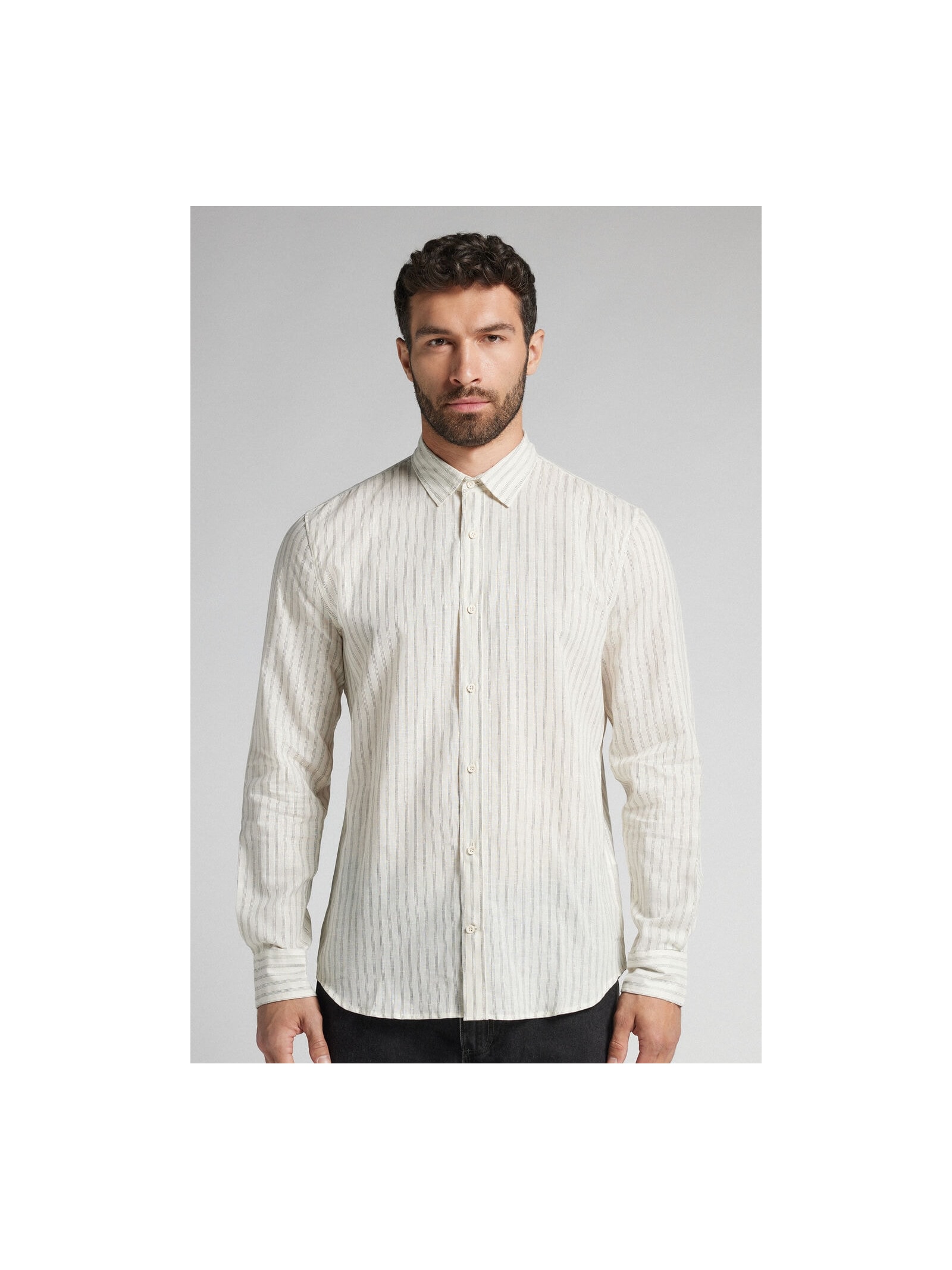 Camisa Em Linho e Algodão Preto Intimissimi