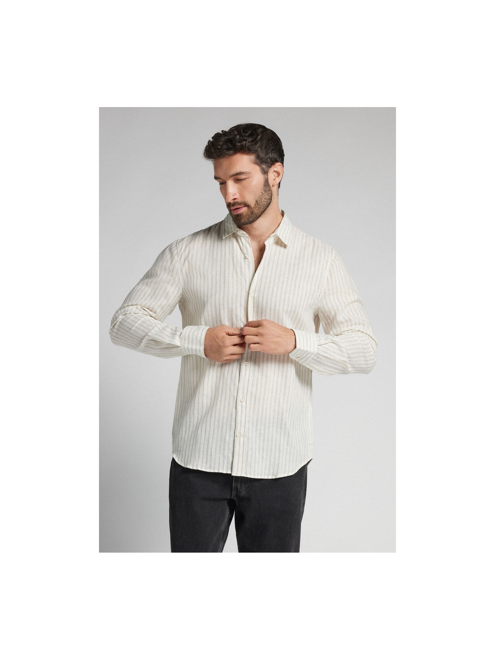 Camisa Em Linho e Algodão Preto Intimissimi