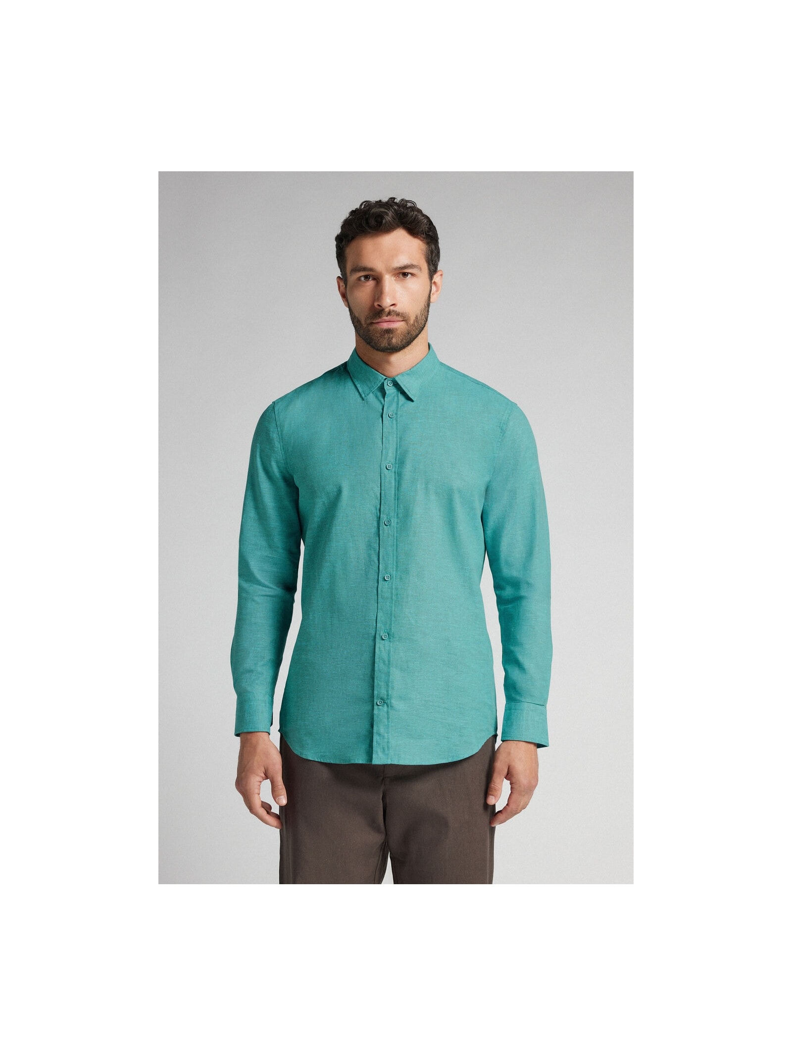 Camisa Em Linho e Algodão Verde Intimissimi