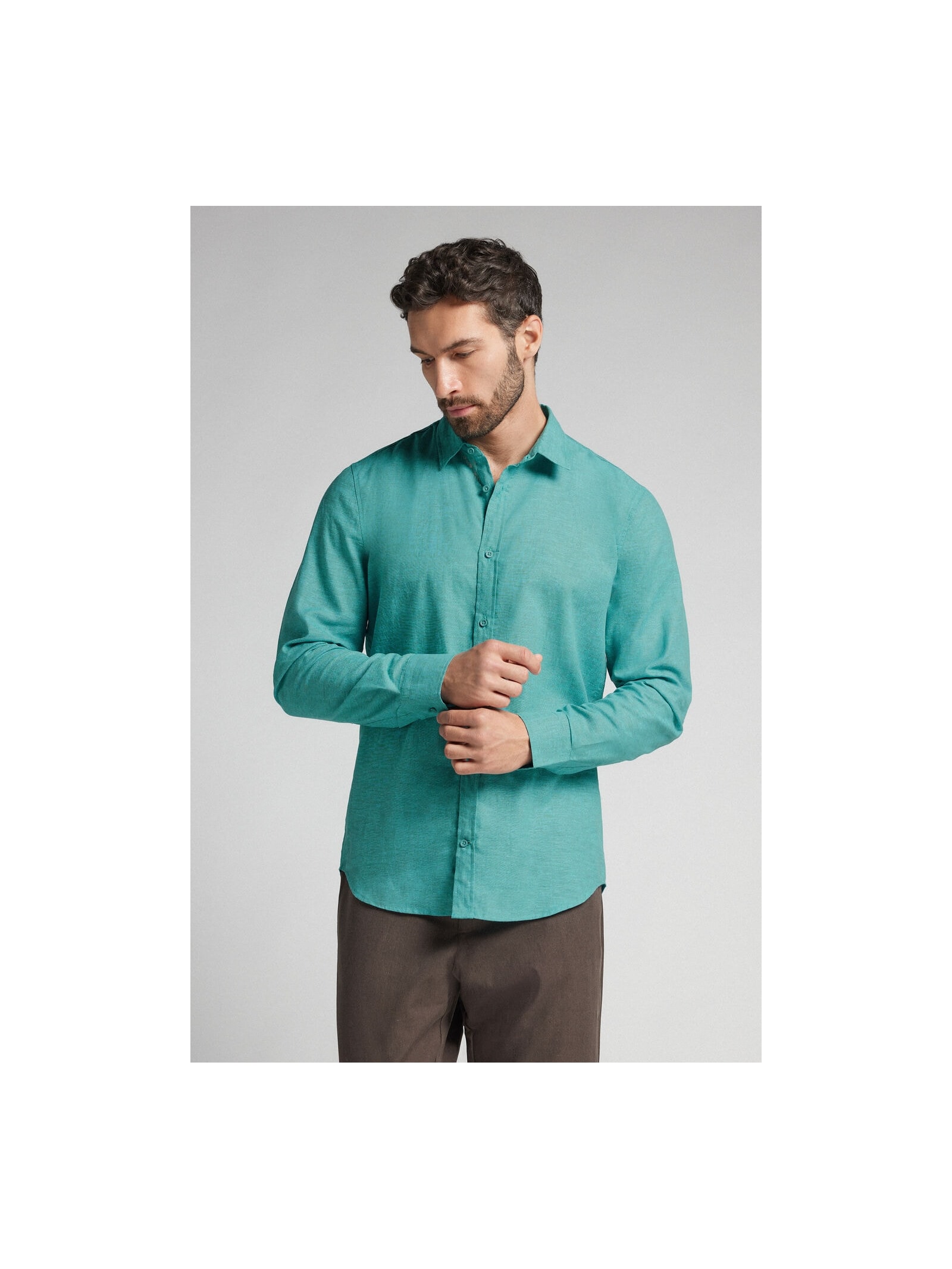 Camisa Em Linho e Algodão Verde Intimissimi