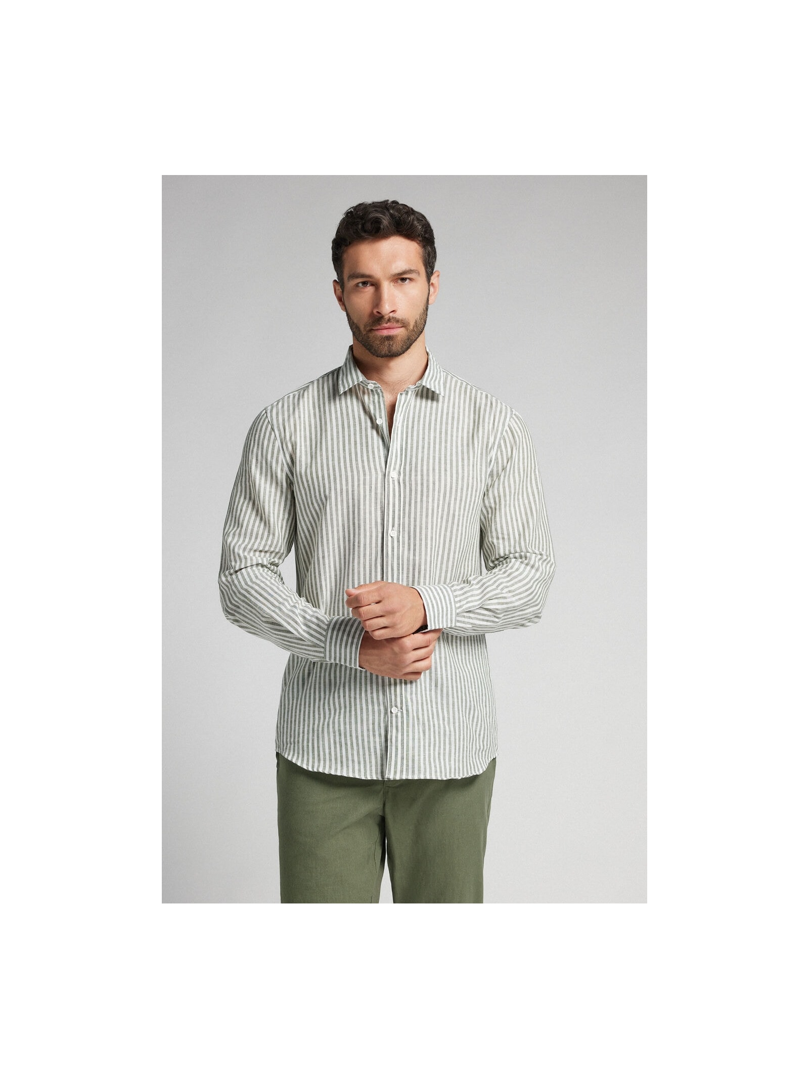 Camisa Em Linho e Algodão Verde Intimissimi