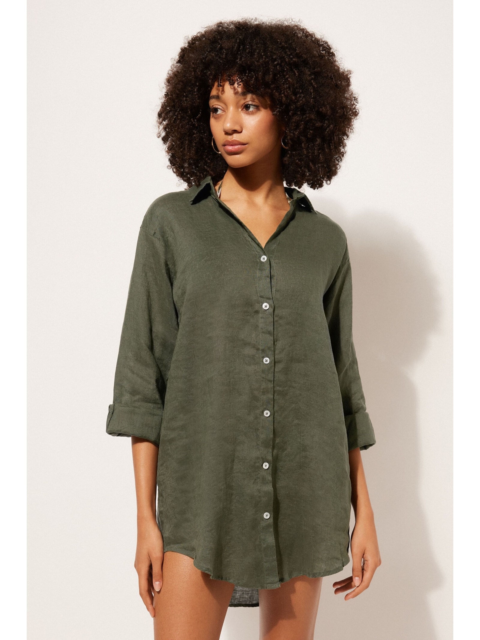 Camisa Em Linho Verde Calzedonia