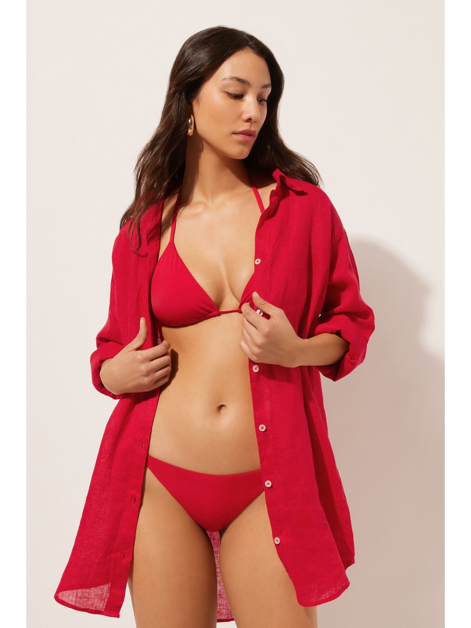 Camisa Em Linho Vermelho Calzedonia