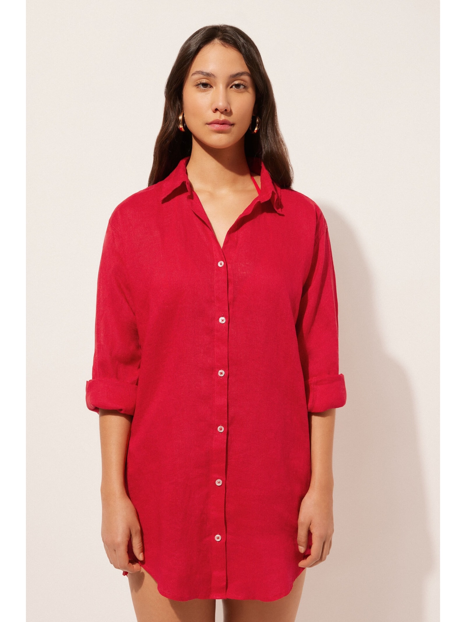 Camisa Em Linho Vermelho Calzedonia