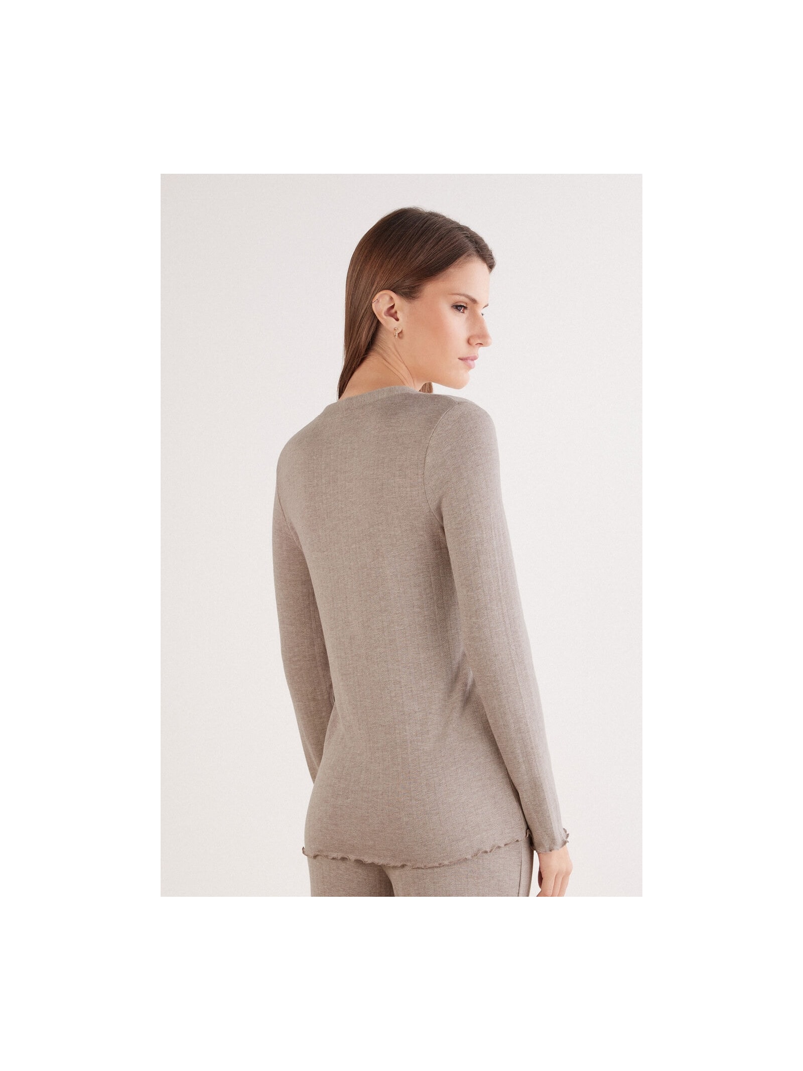 Camisa Em Modal Com Cashmere Luxury Softness Marrom Intimissimi