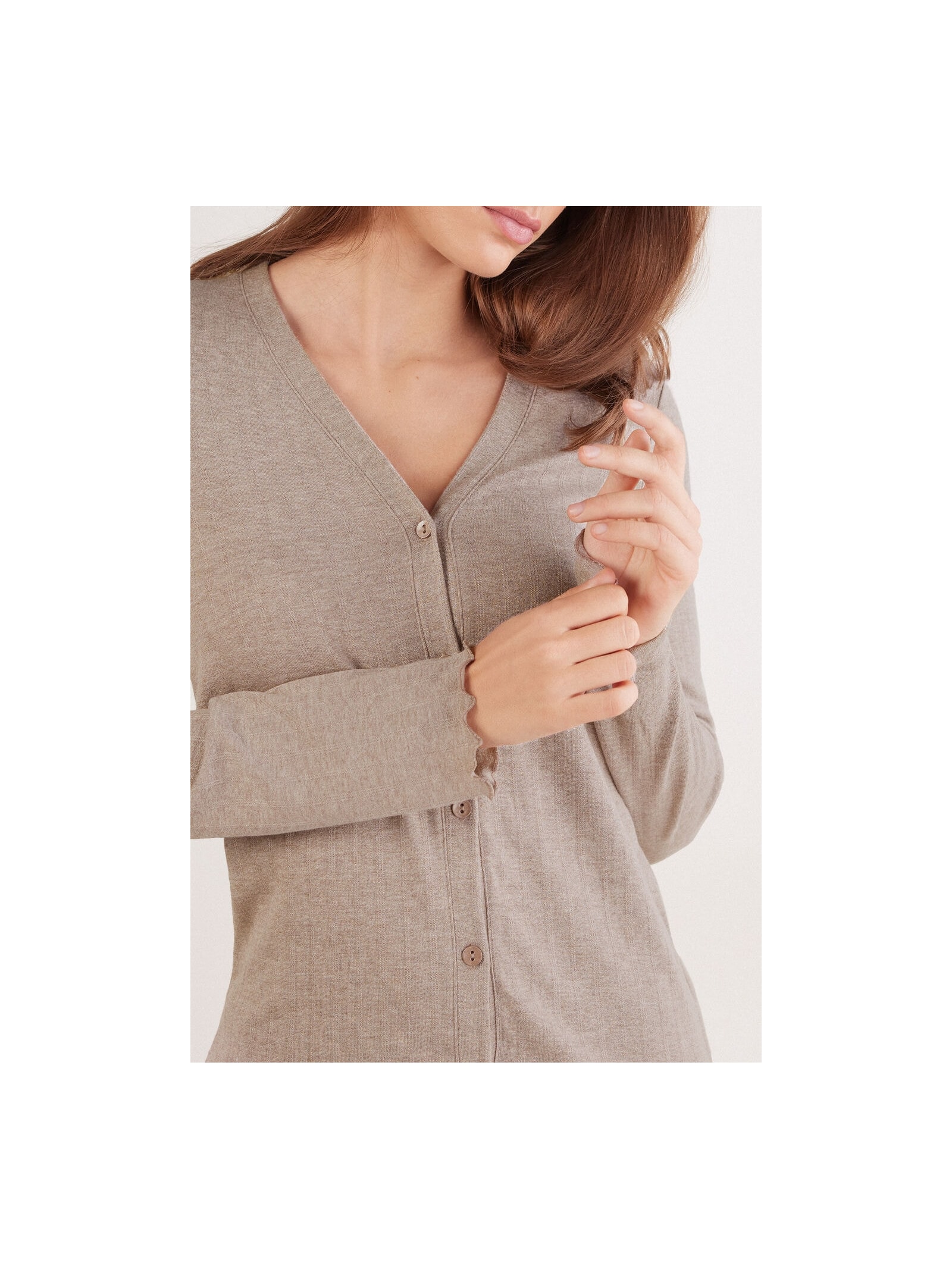 Camisa Em Modal Com Cashmere Luxury Softness Marrom Intimissimi