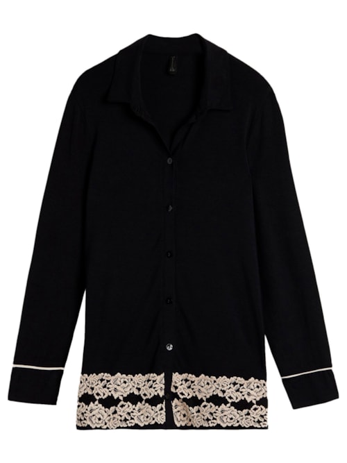Camisa Em Modal Pretty Flower - Preto