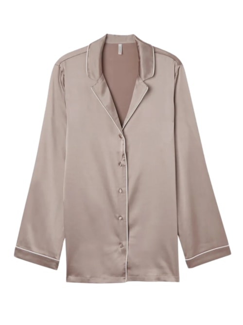 Camisa Em Seda – Marrom